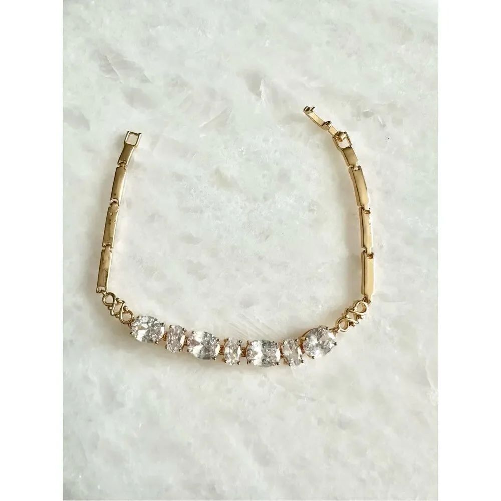 Gold color cubic zirconia bracelet